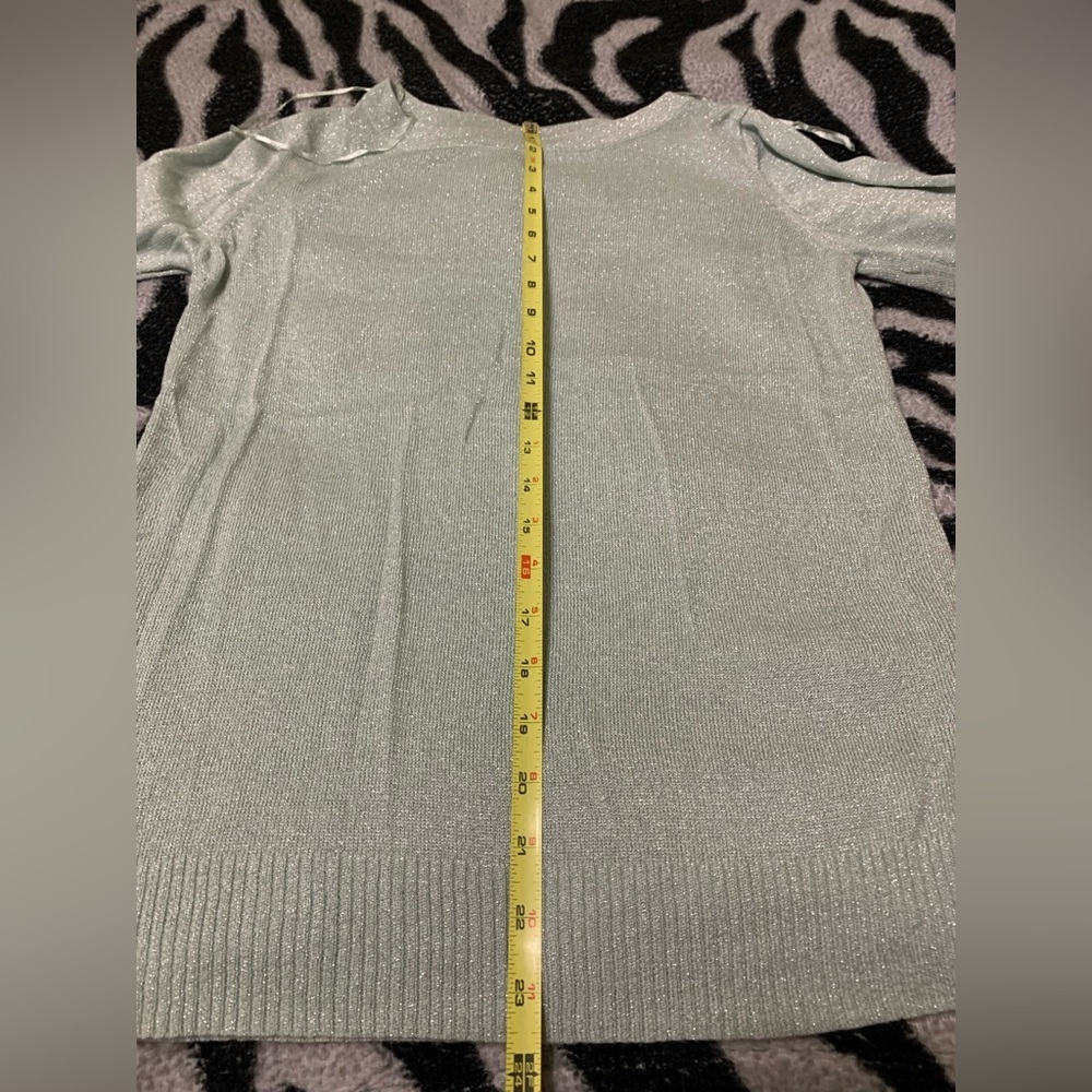 Joseph A. Light Green Shimmery Sweater Size Medium - Picture 7 of 8